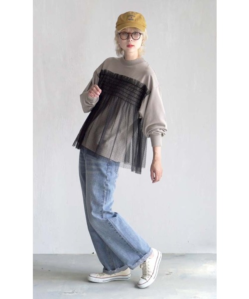 zootie（ズーティー） tシャツ ドットチュール ドッキングカットソー