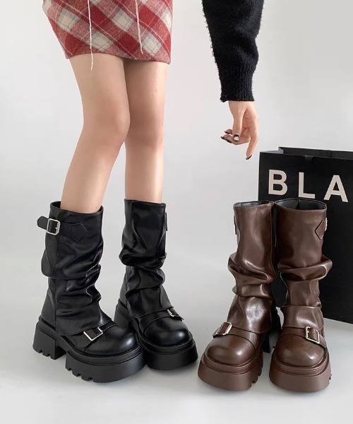 Sibra ブーツ カバーミドルブーツ 厚底 レディース : ZOZOTOWN