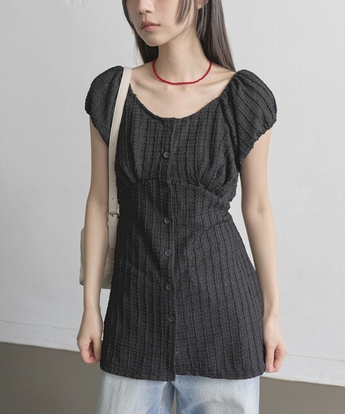 tシャツ 「UNE ORIGINAL」 ユニークレースジャガードウエストマークリボンパフミニドレスワンピース レディース UNE MANSION tシャツ 「UNE ORIGINAL」 ユニークレース