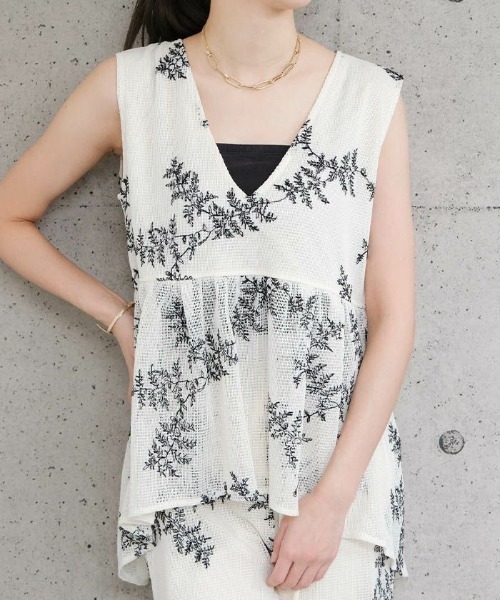 チュニック 花柄刺繍メッシュノースリーブトップス : ZOZOTOWN Yahoo 