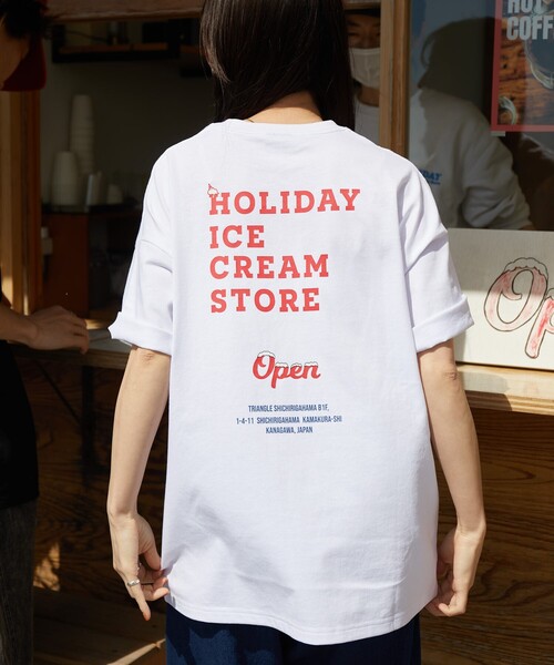 アイスクリームアイコニックプリントクルーネックTシャツ ピンク Icecream Tシャツ/アイスクリームTシャツ/プリントTシャツ