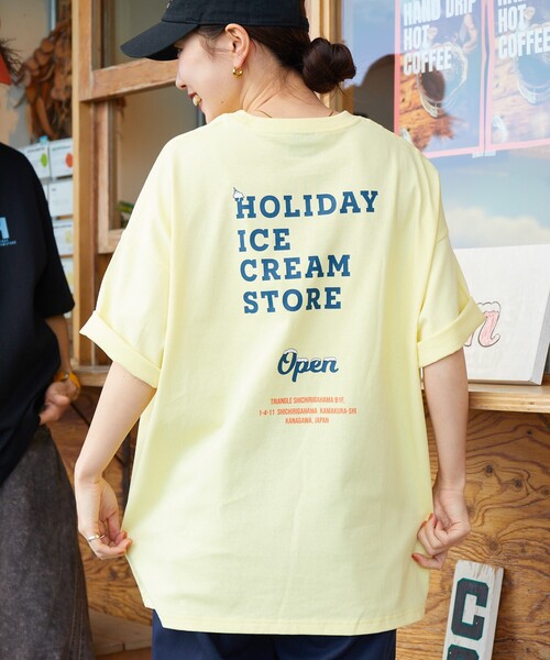 アイスクリームアイコニックプリントクルーネックTシャツ ピンク Icecream Tシャツ/アイスクリームTシャツ/プリントTシャツ