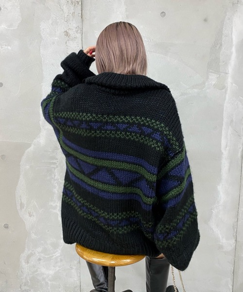 「WHO'S WHO gallery」 ニットカーディガン FREE グリーン レディース_画像2