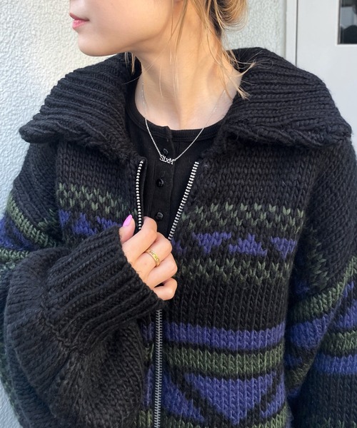 「WHO'S WHO gallery」 ニットカーディガン FREE グリーン レディース_画像3