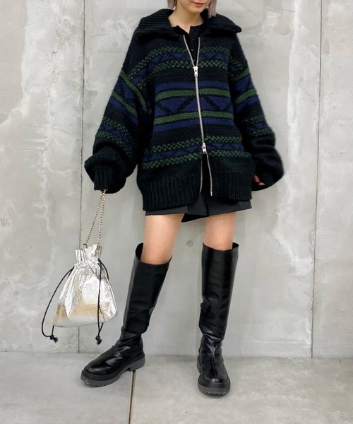 「WHO'S WHO gallery」 ニットカーディガン FREE グリーン レディース_画像5