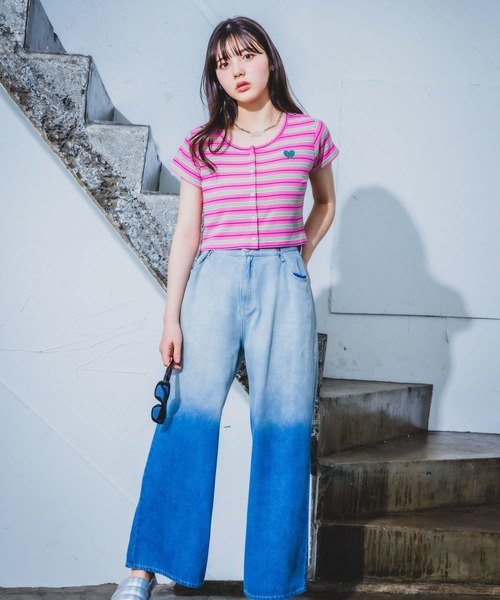 【専用ページ】りぴぴ様　8/14迄到着 repipi armario tシャツ マルチボーダーチビトップス キッズ