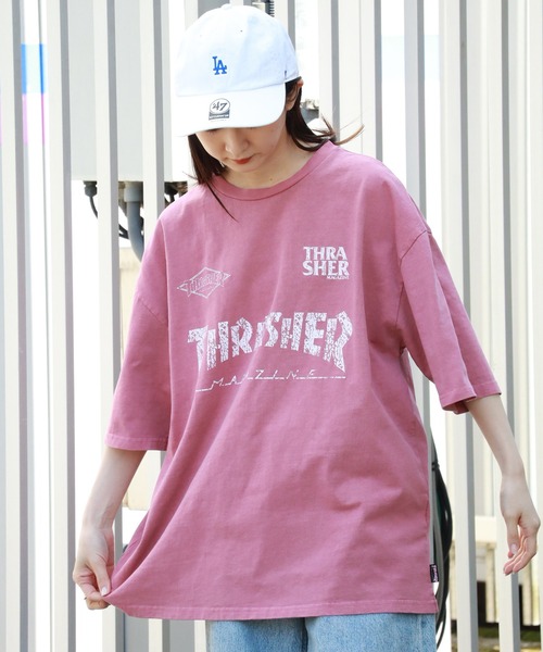 ⭐️美品‼️スラッシャー×ルーディーズコラボ TシャツV Kデザイン THRASHER tシャツ 「THRASHER/スラッシャー」ピグメント加工