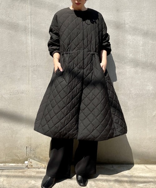 BEARDSLEY ビアズリー キルティングフレアコート ブラック BEARDSLEY（ビアズリー） コート FREE ブラック レディース : ZOZOTOWN
