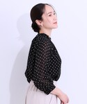 ブラウス シャツ 「S-LL」首元ギャザーが大...の詳細画像2