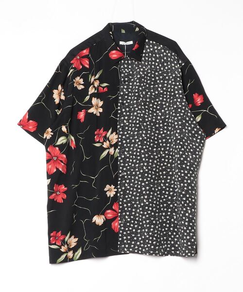「YEAH RIGHT!!」 24SS FLORAL MIX OPEN COLLAR 半袖シャツ 2 ブラック レディース
