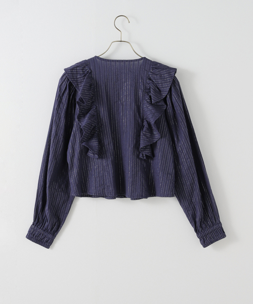 ブラウス シャツ 「SARA MALLIKA/サラマリカ」 COTTON STRIPE JAQUARD FRILL レディース JOURNAL STANDARD｜【SARA MALLIKA/サラマリカ】 COTTON STRIPE