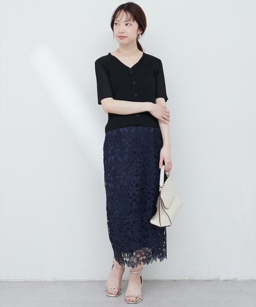 natural couture カーディガン 「WEB限定」フェイクレイヤード