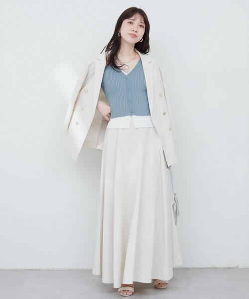 カーディガン フェイクレイヤードニットカーディガン レディース natural couture カーディガン 「WEB限定」フェイクレイヤード