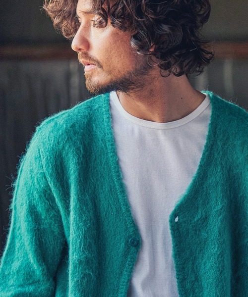 「MARBLES」 ニットカーディガン M オレンジ メンズ_画像6