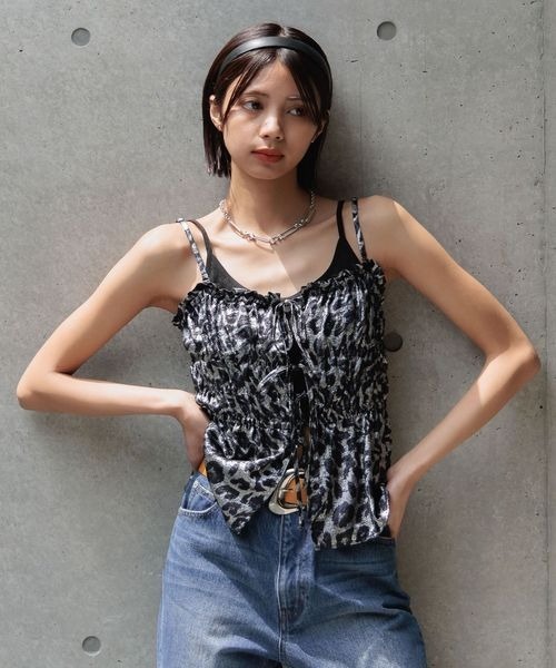 D&G ビスチェ　ツイードキャミソール 赤系 青系 フリンジ XSサイズあり【an /アン】セットアップ/ 千鳥柄/ ツイード