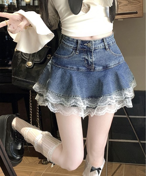 週末値下げ　apee デニムスカート　スカート ADAM ET ROPE' デニムスカート 「WEB限定」フロントジップデニム