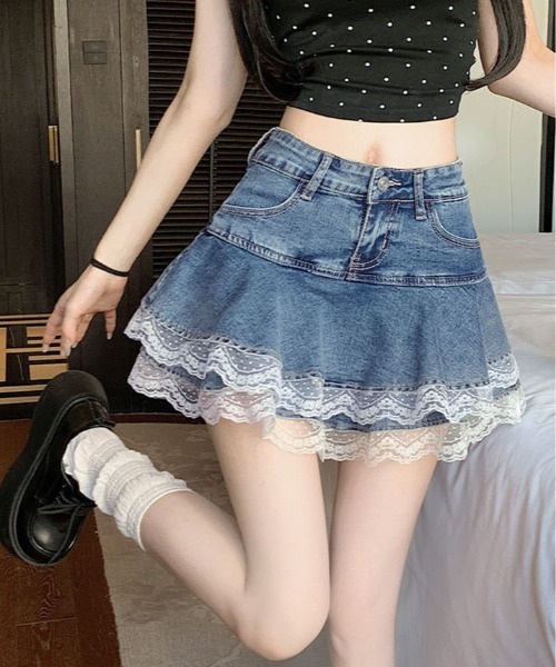 ちゃんみです！お値下げ！D&Gデニムミニスカート TITTY＆CO. デニムスカート ビジュー付きデニムミニスカート