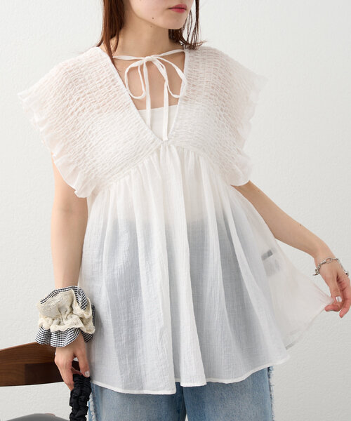 ブラウス シャツ シャーリングチュニック レディース w closet ブラウス シャツ 「2WAY/3色展開」シャーリング