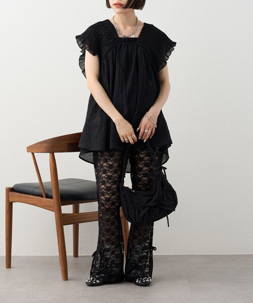 ブラウス シャツ シャーリングチュニック レディース w closet ブラウス シャツ 「2WAY/3色展開」シャーリング