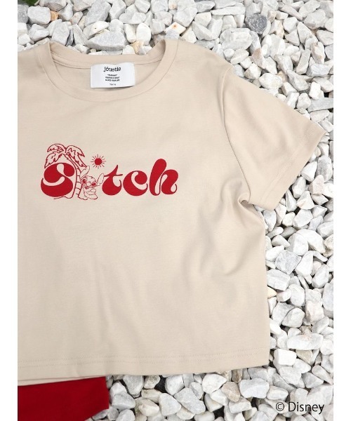 tシャツ 「Lilo＆Stitch」ロゴフィットTシャツ レディース