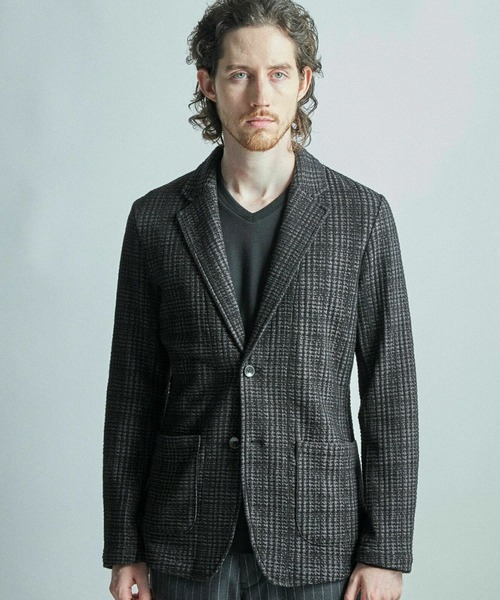 MEN'S BIGI コート ジャケット ジャガードニット グレンチェック MEN'S BIGI コート ジャケット ジャガードニット グレンチェック