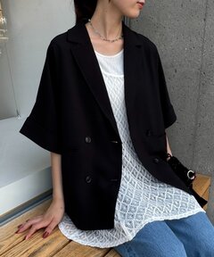 ジャケット テーラードジャケット 「シワになりにくい」テックリネン半袖シャツジャケット レディース