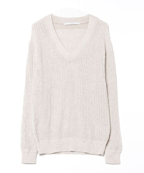 Verseau ベージュ Vネック セーター 長袖　38サイズ VERSEAU（ヴェルソー） ジオン商事 レディース 用 秋冬 向き 身幅の
