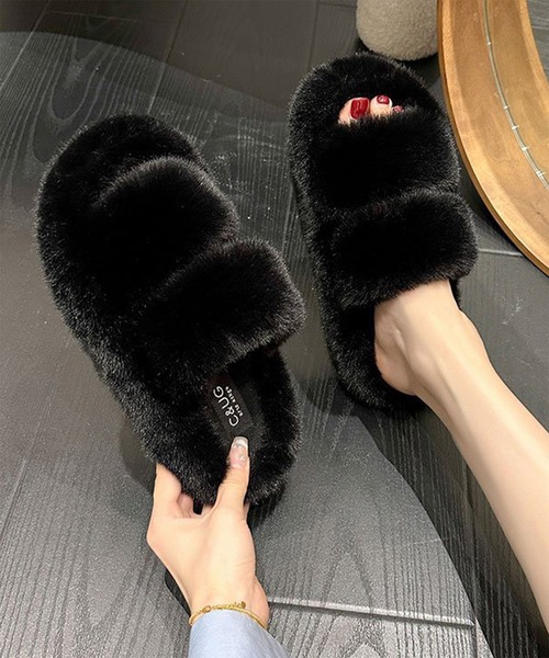 LOWO サンダル ファーサンダル 厚底 スリッパ レディース : ZOZOTOWN 