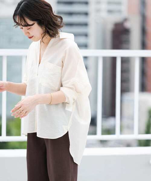 「ITEMS URBANRESEARCH」 7分袖ブラウス FREE ブラック レディース_画像2