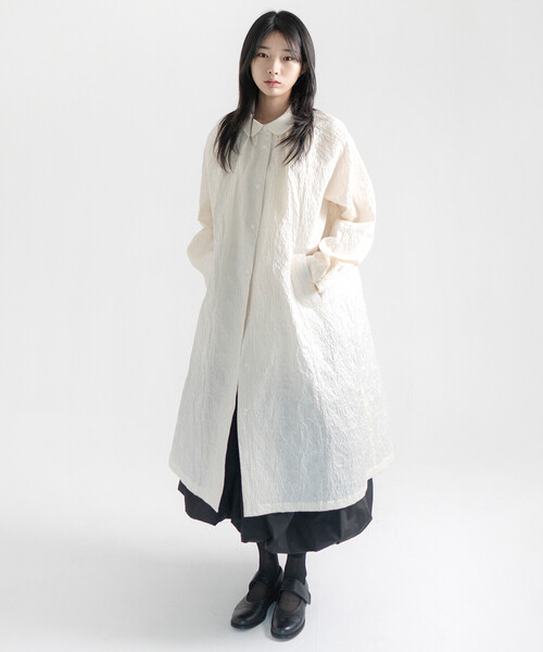 ジャケット・アウター eunoia Jane coat Bshop コート アウター eunoia | ジャガード ラウンドカラーロング