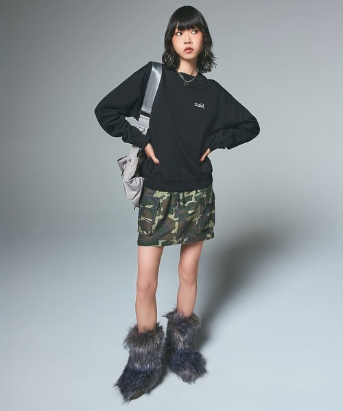 トレーナー スウェット FACE PATCH AND LOGO CREWNECK SWEAT TOP レディース メンズ | X-girl | 12