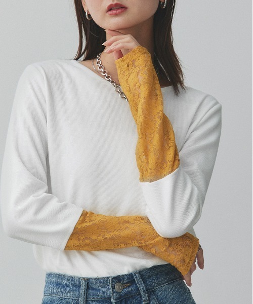 ad thie（アドティエ） tシャツ 袖切替ラメシアー レース アソート