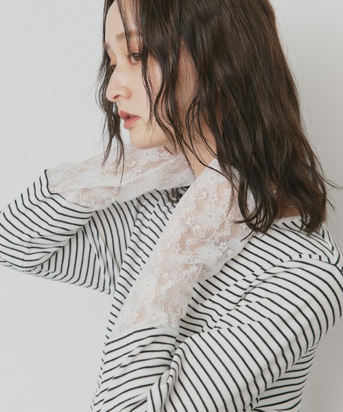 ad thie（アドティエ） tシャツ 袖切替ラメシアー レース アソート