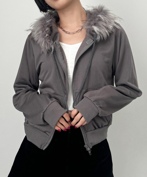 SEN TOKYO パーカー ファー付きジップアップパーカー フーディー