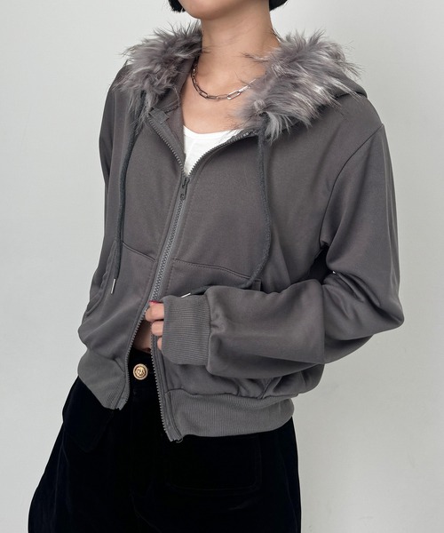 SEN TOKYO パーカー ファー付きジップアップパーカー フーディー