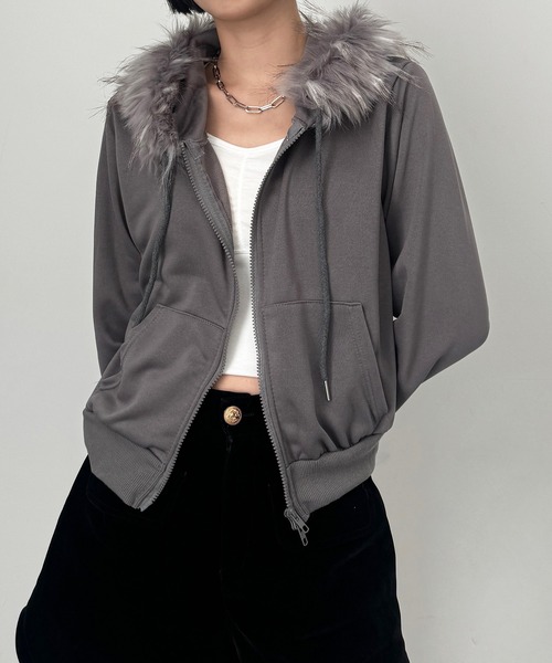 SEN TOKYO パーカー ファー付きジップアップパーカー フーディー