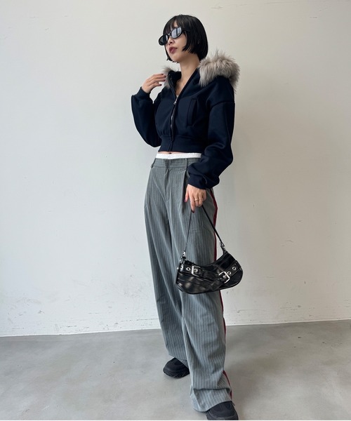 SEN TOKYO パーカー ファーフードクロップドジップアップパーカー SEN TOKYO パーカー ファーフードクロップドジップアップパーカー
