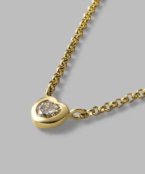 正規品 4℃ K10 ハート ダイヤ ネックレス ペンダント ゴールド 美品 4℃（ヨンドシー） ネックレス 「The Tidal」K10イエローゴールド