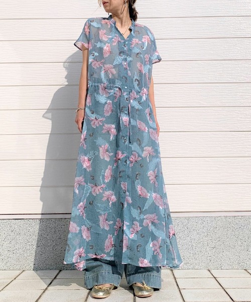 「Q」 ノースリーブワンピース MEDIUM ネイビー レディース_画像2
