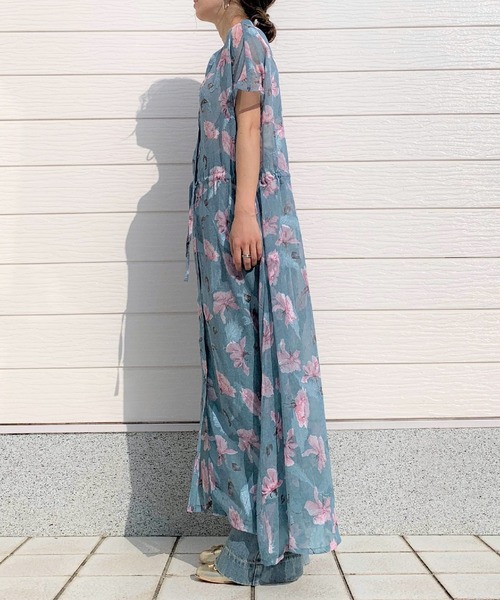 「Q」 ノースリーブワンピース MEDIUM ネイビー レディース_画像3