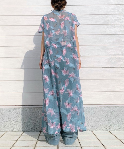 「Q」 ノースリーブワンピース MEDIUM ネイビー レディース_画像4
