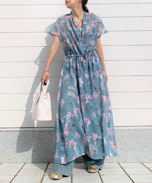 「Q」 ノースリーブワンピース MEDIUM ネイビー レディース_画像8