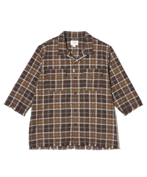CRIMIE（クライミー） 7分袖シャツ L ブラウン メンズ : ZOZOTOWN 