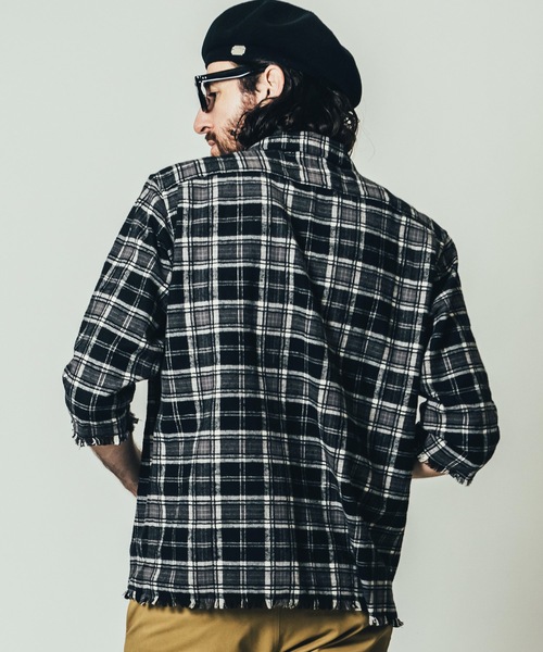 CRIMIE（クライミー） 7分袖シャツ L ブラウン メンズ : ZOZOTOWN 