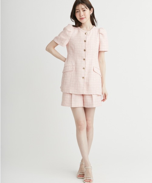 【中古】セルフォード 22AW ファンシーツイード ジャケット ショートパンツ セットアップ 36 グレー レディース CELFORD（セルフォード） ショートパンツ 36 グレー レディース