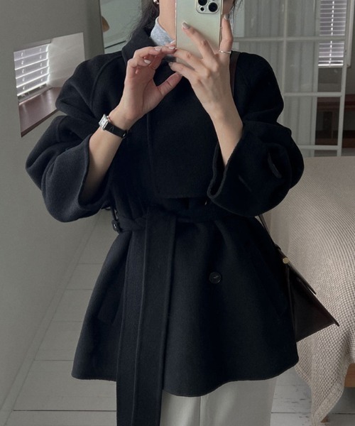 即購入OK✨大人可愛い✨エレガント✨黒 毛皮ショートコート LL 毛並み良好 コート アウター エレガンスダブルショートコート レディース