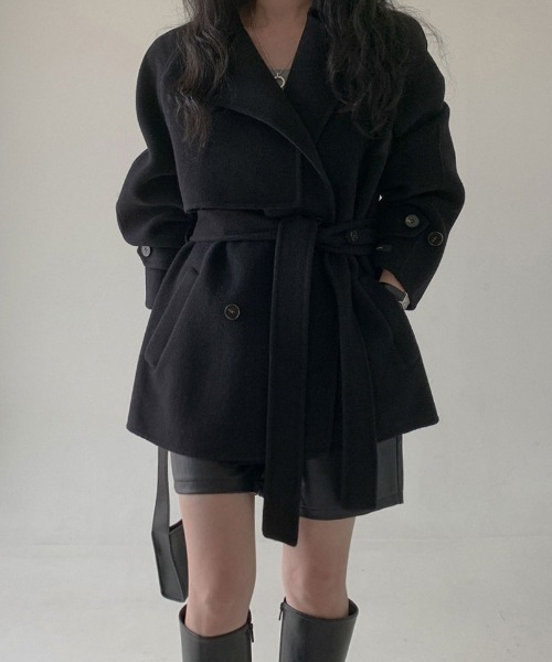 コート アウター エレガンスダブルショートコート レディース