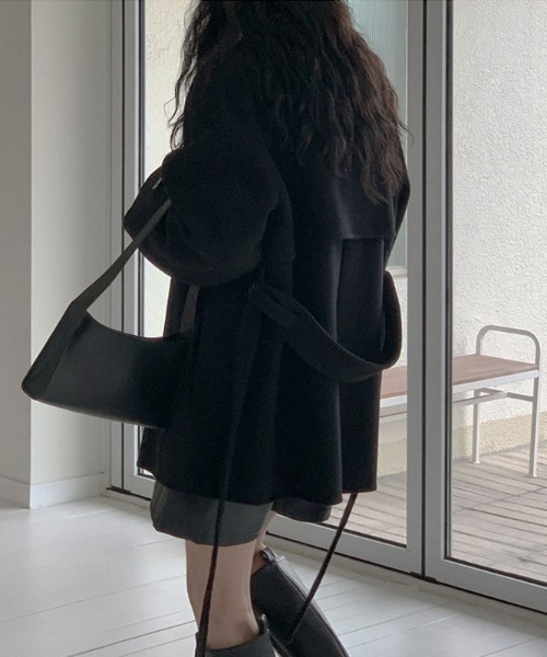 即購入OK✨大人可愛い✨エレガント✨黒 毛皮ショートコート LL 毛並み良好 コート アウター エレガンスダブルショートコート レディース