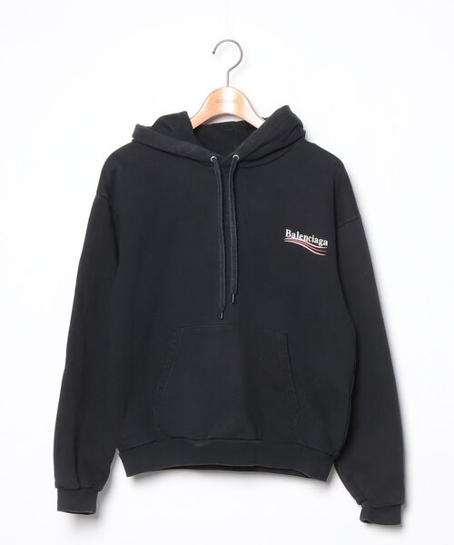 バレンシアガパーカーMブラック 中古・古着通販】BALENCIAGA (バレンシアガ) ジップアップパーカー