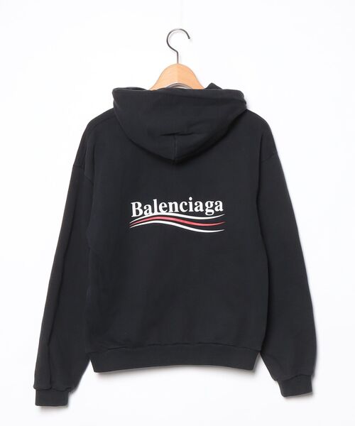 バレンシアガ　Sサイズ　ビッグロゴ　黒　パーカー BALENCIAGA（バレンシアガ） プルオーバーパーカー S ブラック メンズ